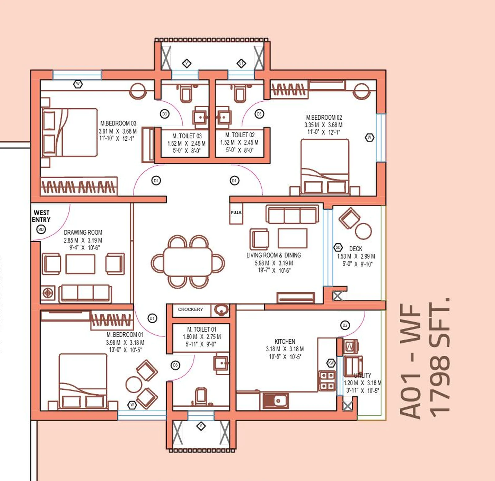 LINQ by Raghava — 3 BHK — 1,798 sq.ft floor plan