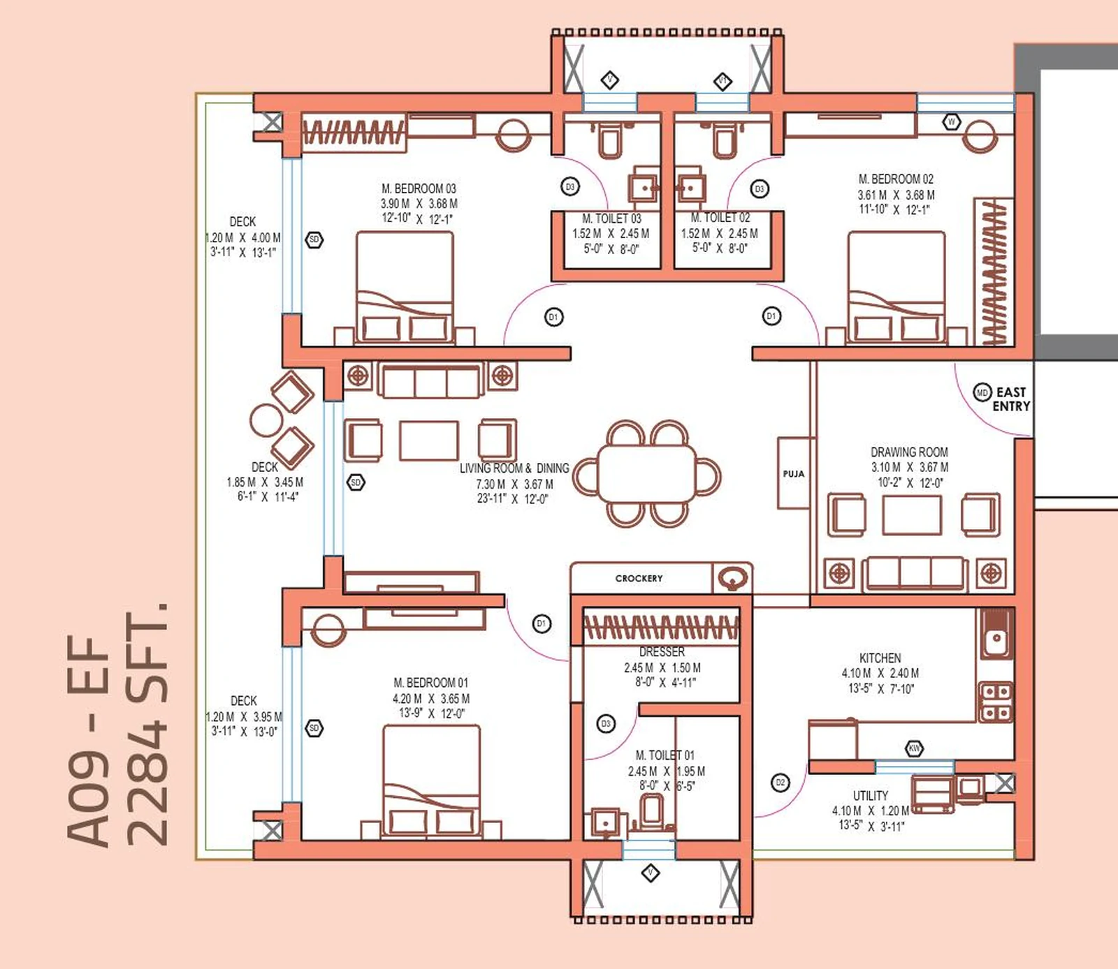 LINQ by Raghava — 3 BHK — 2,284 sq.ft floor plan