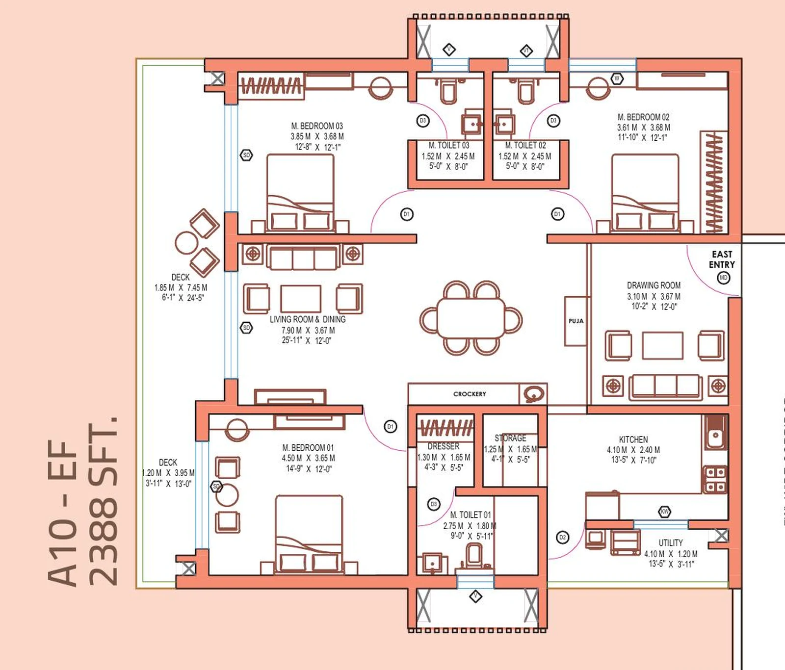 LINQ by Raghava — 3 BHK — 2,388 sq.ft floor plan